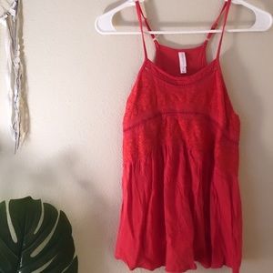 High neck embroidered tank